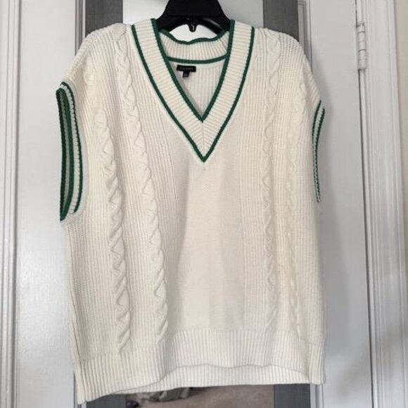 Talbots Drop Shoulder Cable Knit Sweater Vest Preppy Academia Tennis Coastal - Picture 7 of 10